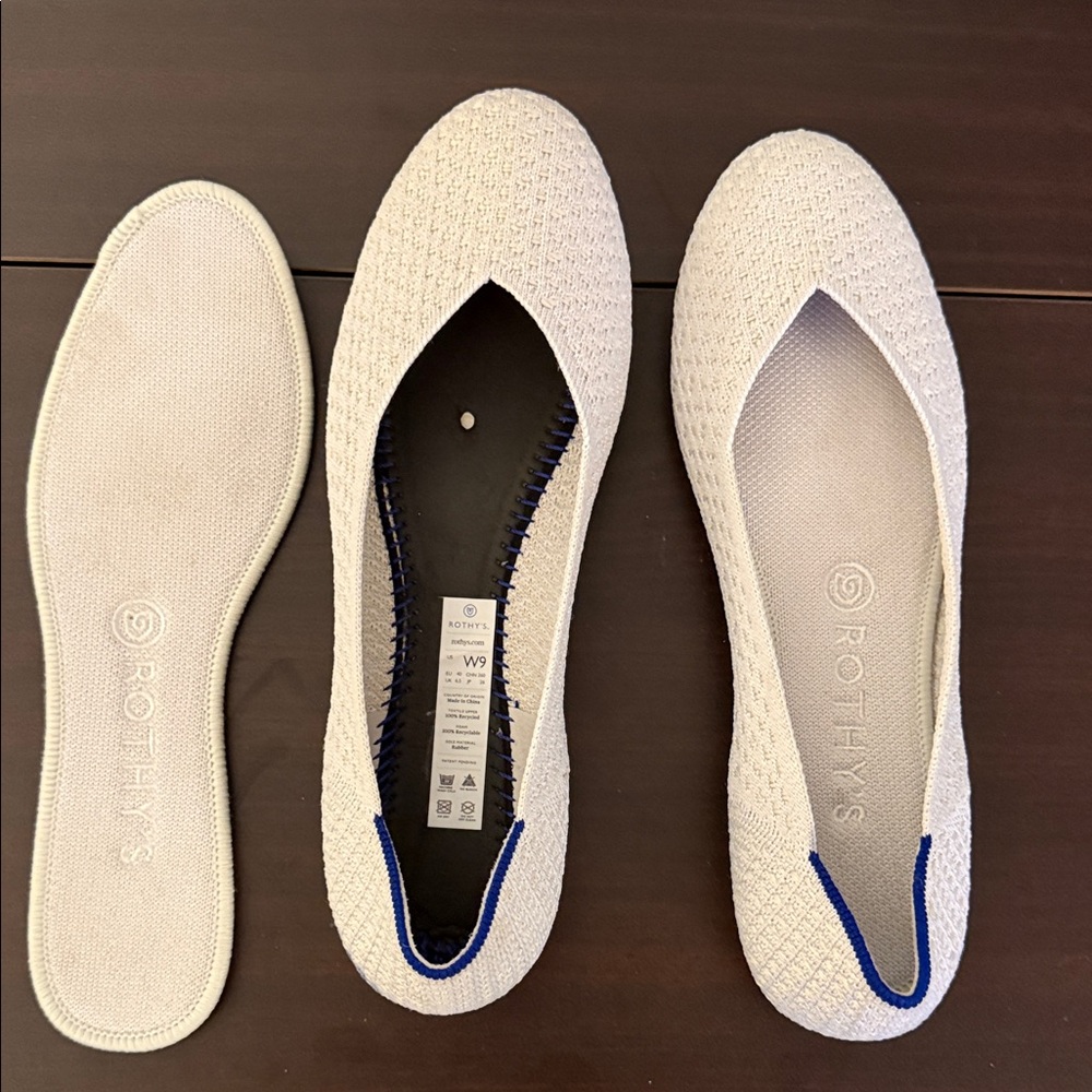 Rothy's Women's Cream and Blue Flats